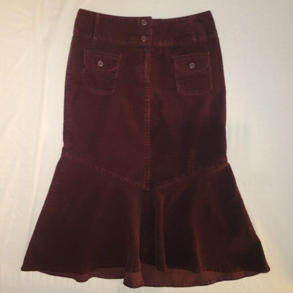 90s Y2K Vintage Parisian Designer High-Waisted Corduroy Mermaid Midi Skirt - Picture 2 of 7